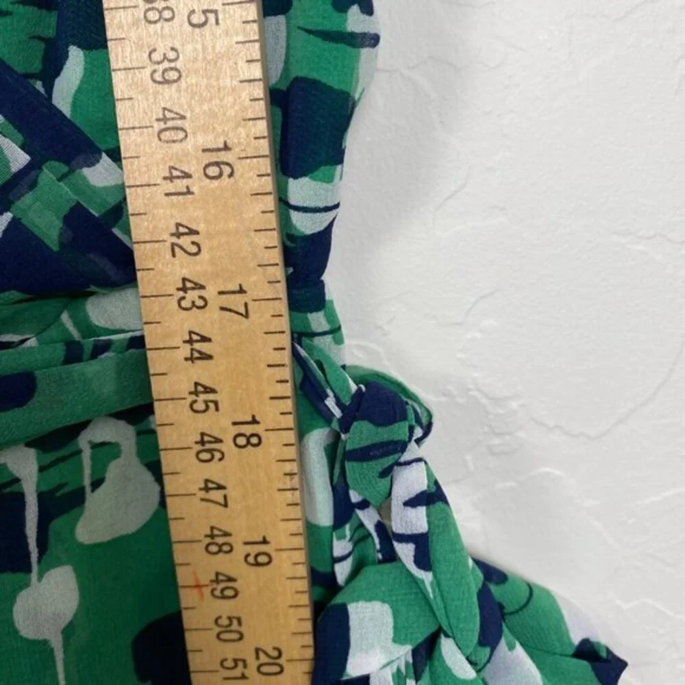 Banana Republic Green Floral Wrap Dress Size 6 Sleeveless Polyester Lined‎